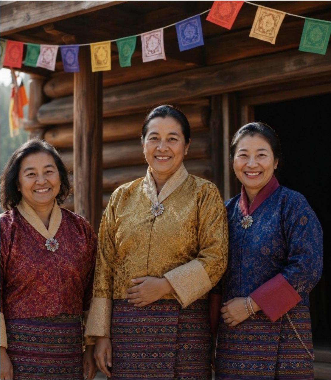 Local Bhutanese people welcoming visitors